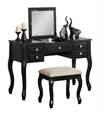 Benzara Cherub Vanity Set Featuring Stool and Mirror Black