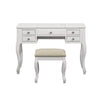 Benzara Cherub Vanity Set Featuring Stool and Mirror White