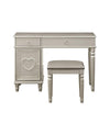 Benzara Seraph Vanity Set Featuring Stool and Mirror Silver