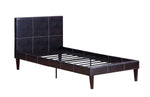 Benzara Leather Upholstered Bed with Slats, Brown