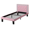 Benzara Polyurethane Twin Size Bed in High Headboard in Pink