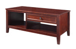 Benzara Wooden Coffee Table with Spacious Shelves and Drawer, Brown