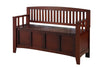 Benzara Wooden Storage Bench with Flip Top Seat and Slatted Back, Brown