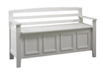 Benzara Wooden Storage Bench with Flip Top Seat and Ladder Style Back, White