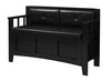 Benzara Fabric Upholstered Wooden Storage Bench with Flip Top Seat, Black