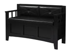 Benzara Fabric Upholstered Wooden Storage Bench with Flip Top Seat, Black