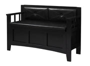 Benzara Fabric Upholstered Wooden Storage Bench with Flip Top Seat, Black