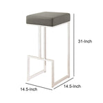 Benzara Bar Stool with Upholstered Gray Seat with Chrome Base