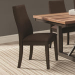 Benzara Upholstered Wooden Dining Side Chair, Brown , Set of 2