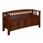 Benzara Wooden Storage Bench with Split Seat and Slated Low Back Design, Brown