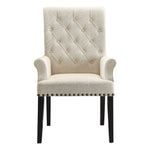 Benzara Diamond Tufted Upholstered Dining Chair, Cream & Smokey Black