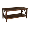 Benzara Wooden Rectangular Coffee Table with Inverted V Design Sides, Brown