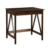 Benzara Wooden Laptop Desk with One Drawer and Inverted V Sides, Brown