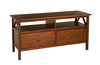 Benzara Wooden TV Stand with Two Large Drawers and 2 Open Shelves, Brown