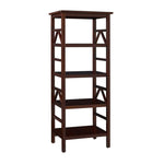 Benzara Wooden TV Tower with 4 Open Shelves and Geometric Design, Brown