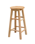 Benzara Wooden Bar Stool with Ladder Base and Round Seat, Brown