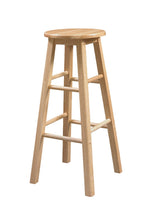 Benzara Wooden Counter Stool with Ladder Base and Round Seat, Brown