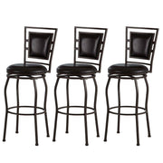 Benzara 3 Piece Metal Adjustable Stool with Cushioned Seat and Backrest, Brown