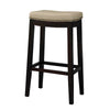 Benzara Fabric Upholstered Bar Stool with Nail head Trim, Brown and Beige