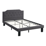Benzara Glorious Upholstered Wooden Full Bed with Button Tufted Headboard, Ash Black