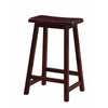 Benzara 24 Inch Wooden Saddle Stool with Slanted Legs, Brown