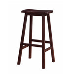 Benzara 29 Inch Wooden Saddle Stool with Slanted Legs, Brown