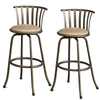 Benzara Stunning Metal & Microfiber Cushion Swivel Barstool, Gold (Set of 2)