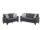 Benzara Glossy Polyfiber 2 Piece Sofa Set in Charcoal Gray