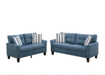 Benzara Glossy Polyfiber 2 Piece Sofa Set in Blue