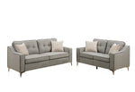 Benzara Polyfiber 2 Pieces Sofa Set with Black Welt Trim Gray