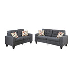 Benzara Linen Fabric 2 Pieces Sofa Set in Gray