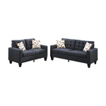 Benzara Linen Fabric 2 Pieces Sofa Set in Dark Gray
