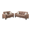 Benzara Linen Fabric 2 Pieces Sofa Set in Light Brown