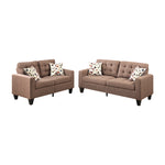 Benzara Linen Fabric 2 Pieces Sofa Set in Light Brown