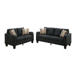 Benzara BM168738 Polyfiber 2 Pieces Sofa Set with Accent Pillows Dark Gray
