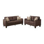 Benzara Polyfiber 2 Pieces Sofa Set with Accent Pillows Brown