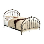 Benzara Contemporary Metal Full Bed with Round Headboard and Footboard, Brushed Bronze Gray