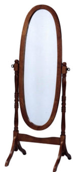 Benzara Cheval Inspired Wooden Full Length Mirror in Oak Brown