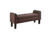 Benzara Wood Based Tufted Storage Ottoman with Armrests Brown