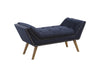 Benzara 46 Inch Fabric Ottoman with Nail Head Trim Design Blue and Brown