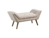 Benzara Fabric Ottoman with Nail Head Trim Design Cream