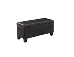 Benzara Sophisticated Bonded Leather Storage Ottoman Black