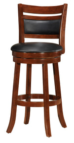 Benzara Finely Trimmed 24 Inch Counter Height Swivel Barstool Brown