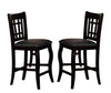Benzara Wooden Counter Height Chair with Designer Back Set of 2 Black