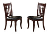 Benzara Well Designed Wooden Dining Chair Set of 2 Cherry Brown
