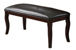 Benzara Tufted Bench with Curvy Wooden Legs Cherry Brown