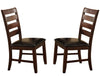 Benzara Wooden Dining Chair with Ladder Back Design Set of 2 Dark Brown