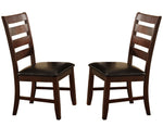 Benzara Wooden Dining Chair with Ladder Back Design Set of 2 Dark Brown