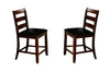 Benzara Ladder Back Wooden Pub Chair with Footrest Set of 2 Dark Brown