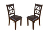 Benzara Sturdy Dining Chairs with Designer Back  Set of 2 Dark Brown